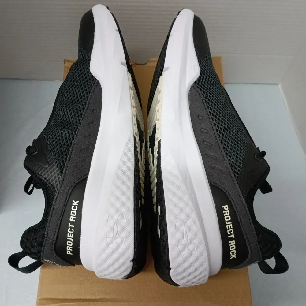 Under Armour‎ Project Rock BSR 5 Shoes Men's Size 8 Black White Sneakers 3028296
